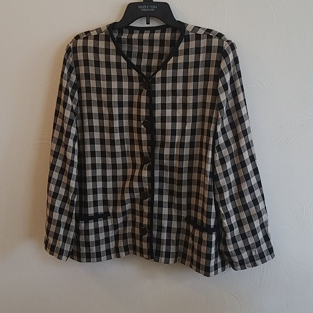 NWOT Black and beige gingham Blazer